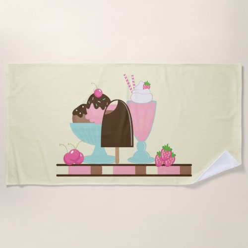 Yummy Ice Cream Desserts Beach Towel
