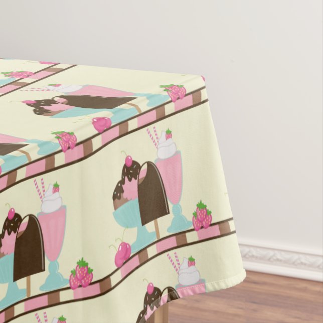 Yummy Ice Cream Desserts Pattern Tablecloth (In Situ)