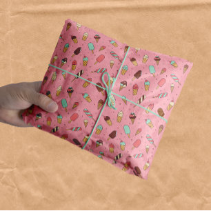 Yummy Ice Cream Pattern Strawberry Pink Tissue Paper