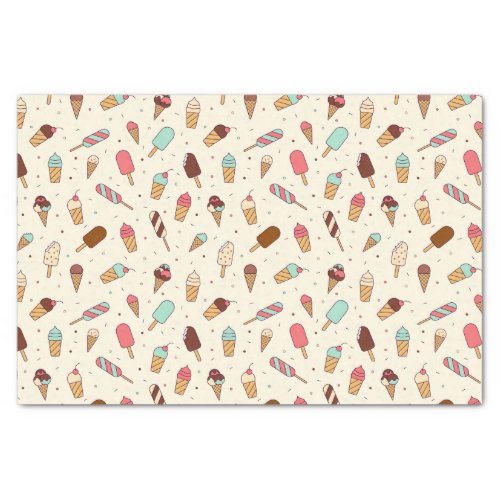 Yummy Ice Cream Pattern  Vanilla Cream Tissue Paper