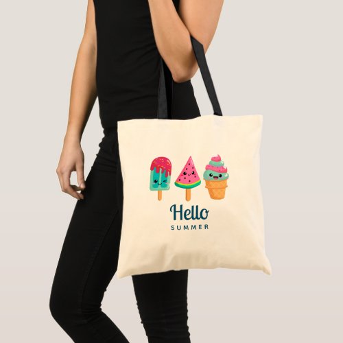 Yummy Ice Cream Trio Hello Summer Tote Bag