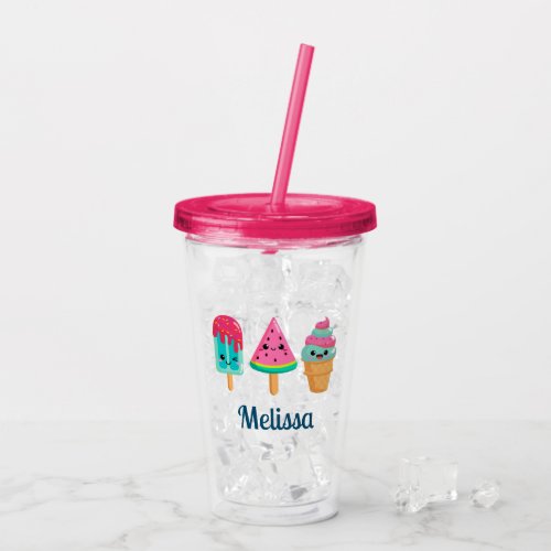 Yummy Ice Cream Trio Summer Vibe Acrylic Tumbler