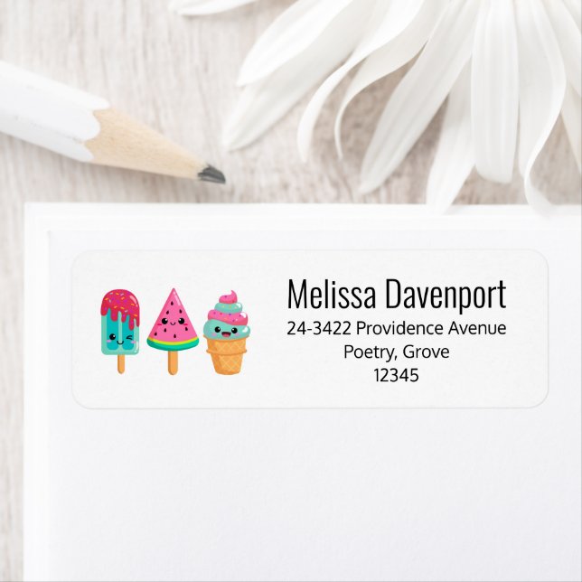 Yummy Ice Cream Trio Summer Vibe Address Label (Insitu)