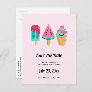 Yummy Ice Cream Trio Summer Vibe Announcement Postcard