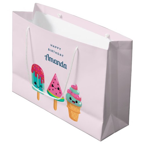 Yummy Ice Cream Trio Summer Vibe Birthday Large Gift Bag