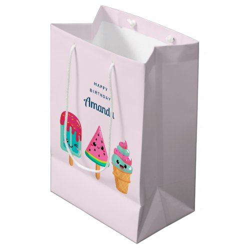 Yummy Ice Cream Trio Summer Vibe Birthday Medium Gift Bag