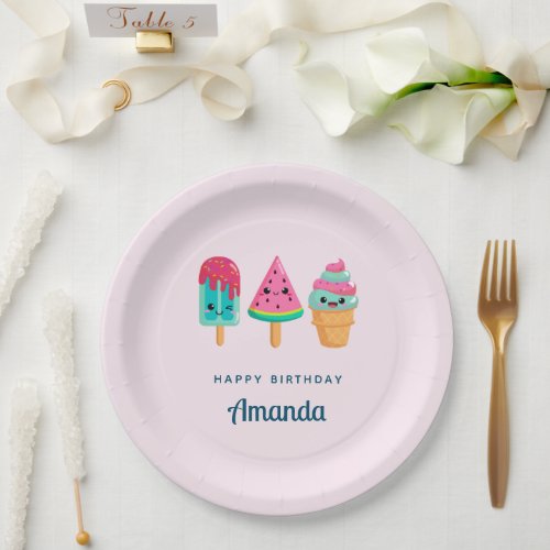 Yummy Ice Cream Trio Summer Vibe Birthday Paper Plates