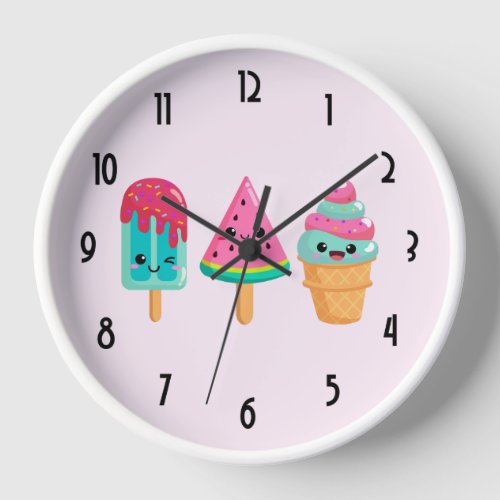 Yummy Ice Cream Trio Summer Vibe Clock
