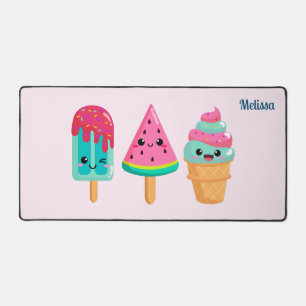 Yummy Ice Cream Trio Summer Vibe Desk Mat
