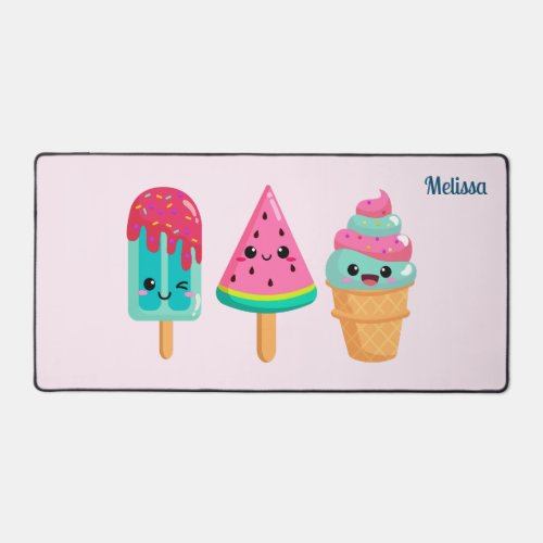 Yummy Ice Cream Trio Summer Vibe Desk Mat