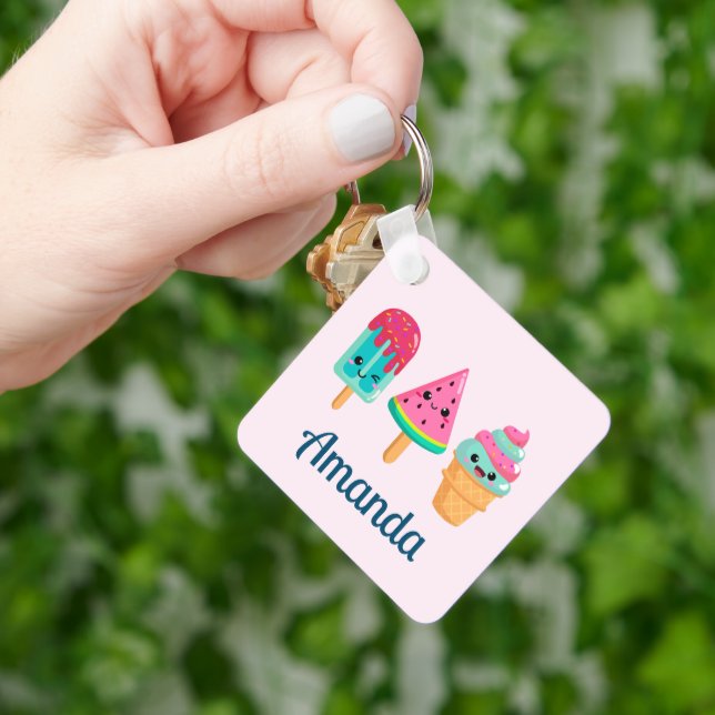 Yummy Ice Cream Trio Summer Vibe Keychain (Hand)