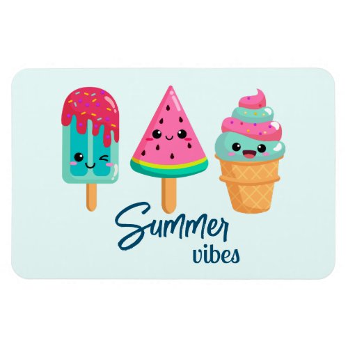 Yummy Ice Cream Trio Summer Vibe Magnet