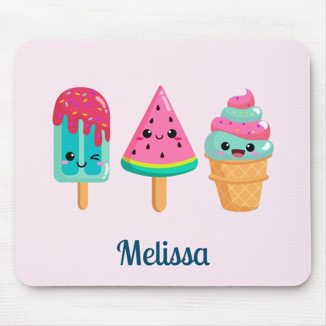 Yummy Ice Cream Trio Summer Vibe Mouse Pad (Front)