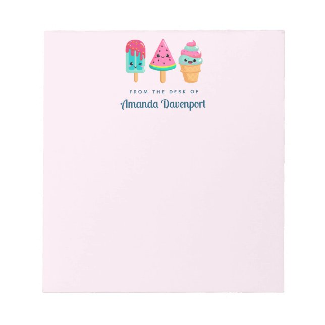 Yummy Ice Cream Trio Summer Vibe Notepad (Front)