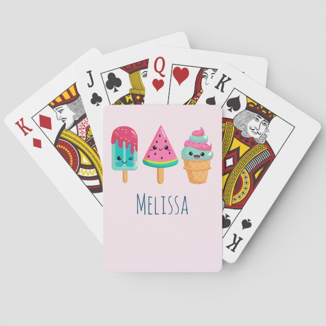Yummy Ice Cream Trio Summer Vibe Poker Cards (Back)