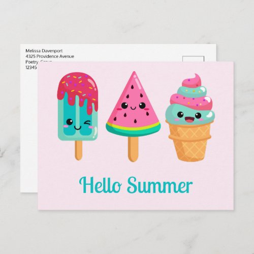 Yummy Ice Cream Trio Summer Vibe Postcard