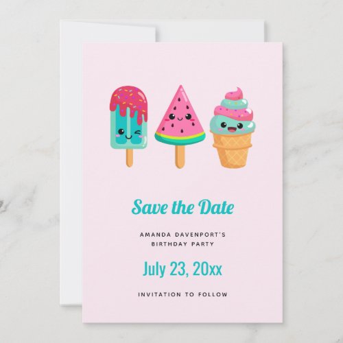 Yummy Ice Cream Trio Summer Vibe Save The Date