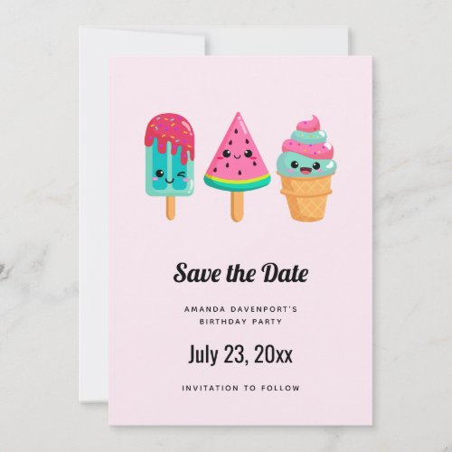 Yummy Ice Cream Trio Summer Vibe Save The Date