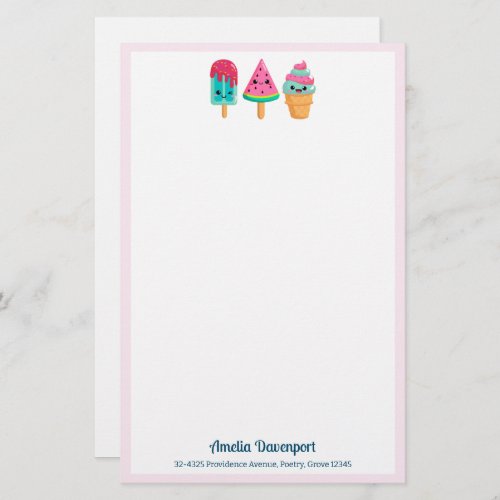 Yummy Ice Cream Trio Summer Vibe Stationery