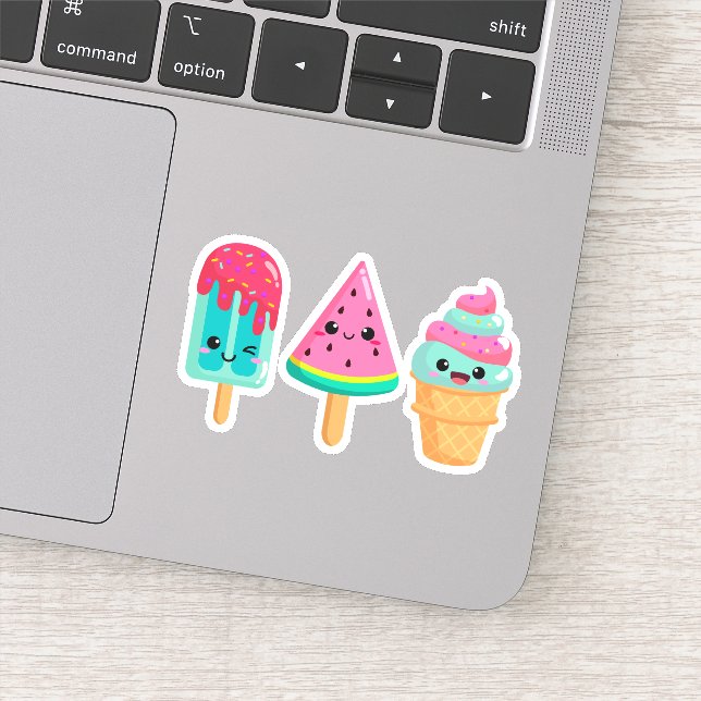  Yummy Ice Cream Trio Summer Vibe Sticker (Detail)