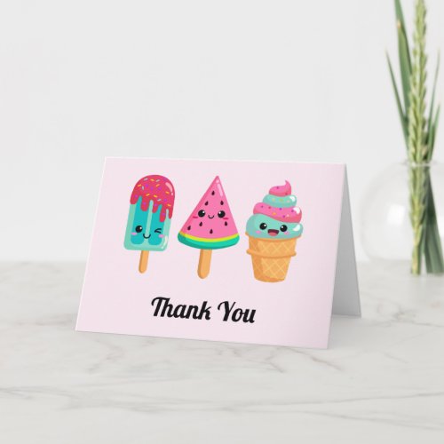  Yummy Ice Cream Trio Summer Vibe Thank You Card