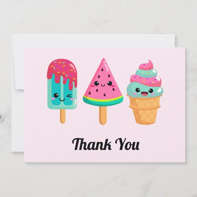 Yummy Ice Cream Trio Summer Vibe Thank You Card (Front)