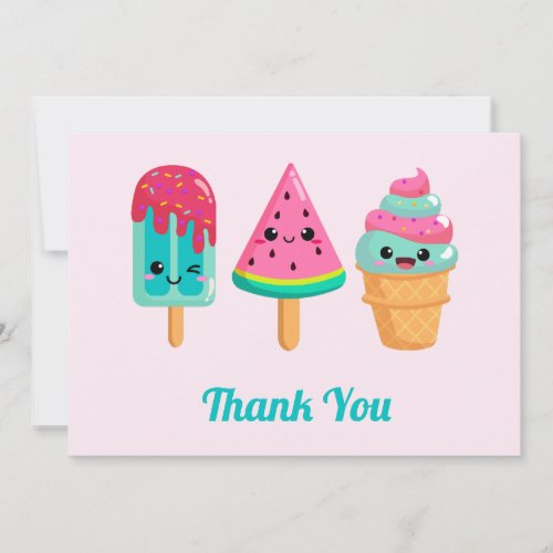 Yummy Ice Cream Trio Summer Vibe Thank You Card