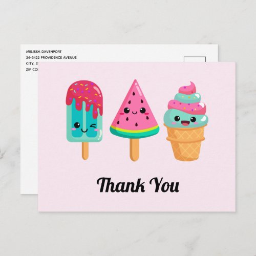 Yummy Ice Cream Trio Summer Vibe Thank You Postcard