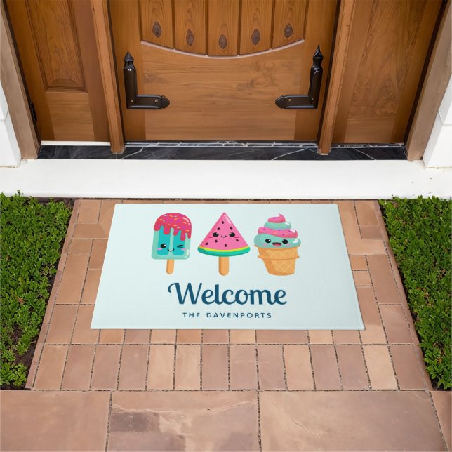 Yummy Ice Cream Trio Summer Vibe Welcome Doormat (Outdoor)