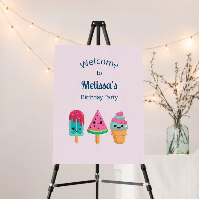 Yummy Ice Cream Trio Summer Vibe Welcome Foam Board (In Situ (Stand))