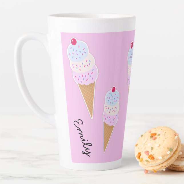 Yummy Icecream Cone Personalized Latte Mug (In Situ)