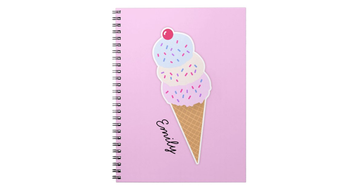 Unicorn & Ice Cream Pink Print Spiral Sketchbook