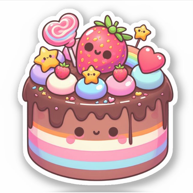 yummy kawaii chocolate cake sticker (Front)