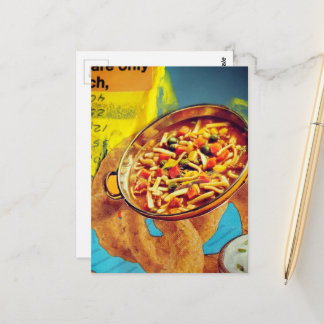 Yummy Lentil Rings and Soup mixed media collage  Postcard