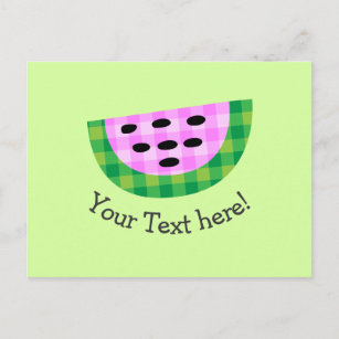 Yummy Neon Plaid Watermelon Slice Icon Postcard