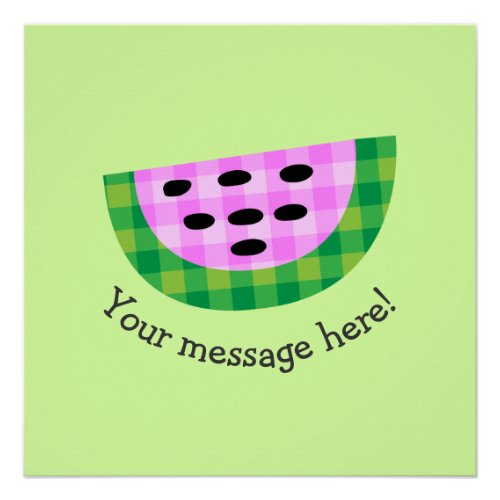 Yummy Neon Plaid Watermelon Slice Icon Poster