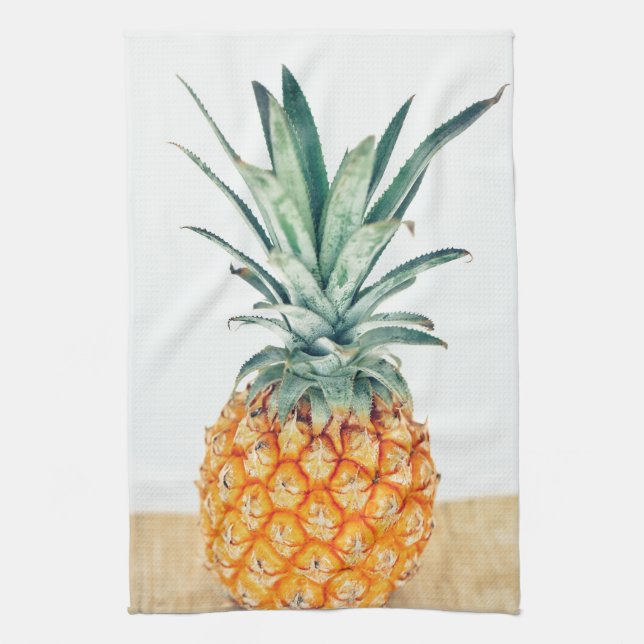 Yummy Pale Pastel Pineapple Print Fruit Kitchen Towel (Vertical)