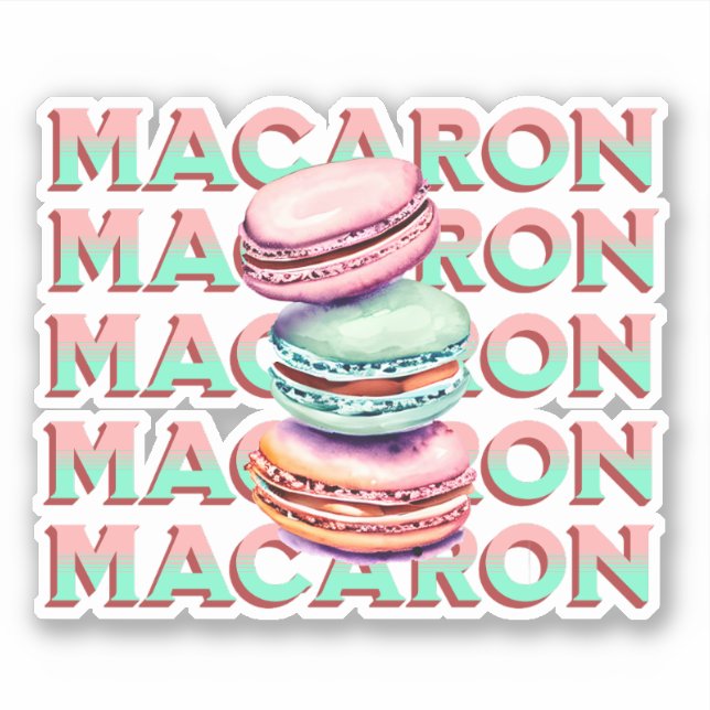 Yummy Pastel Macaron Cookies with Vintage Vibe Sticker (Front)