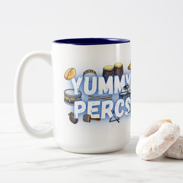 Yummy Percs Two-Tone Coffee Mug (With Donut)