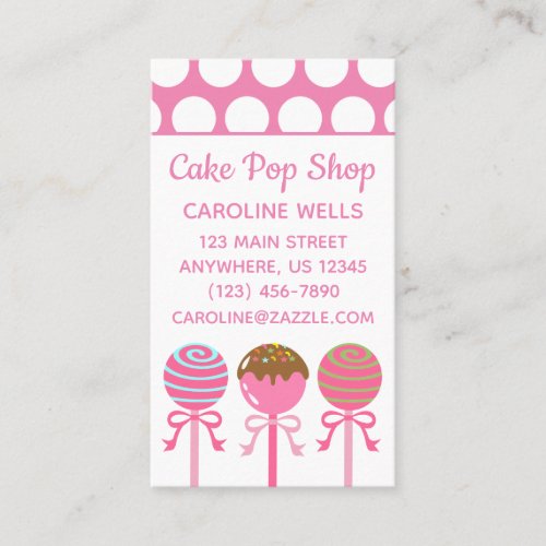 Yummy Pink Cake Pops Business Calling Cards