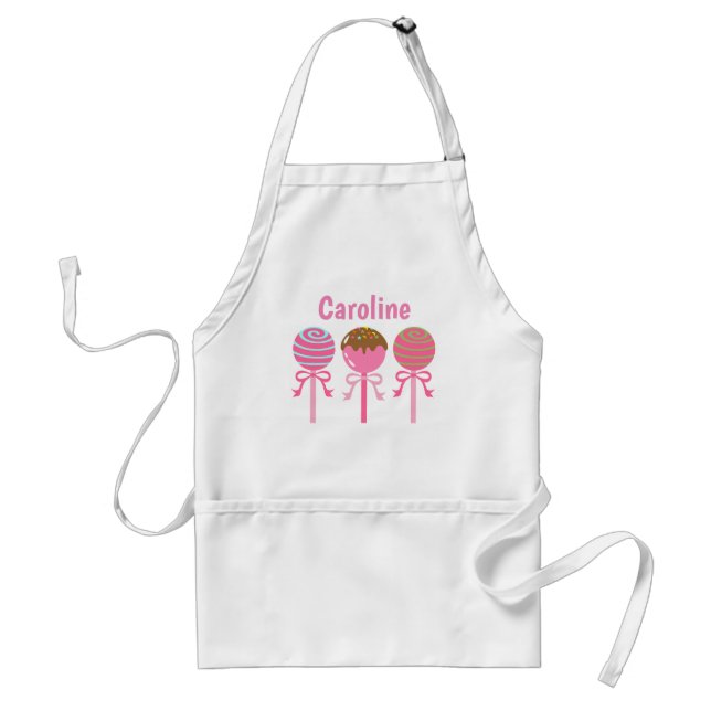 Yummy Pink Cake Pops Personalized Apron (Front)
