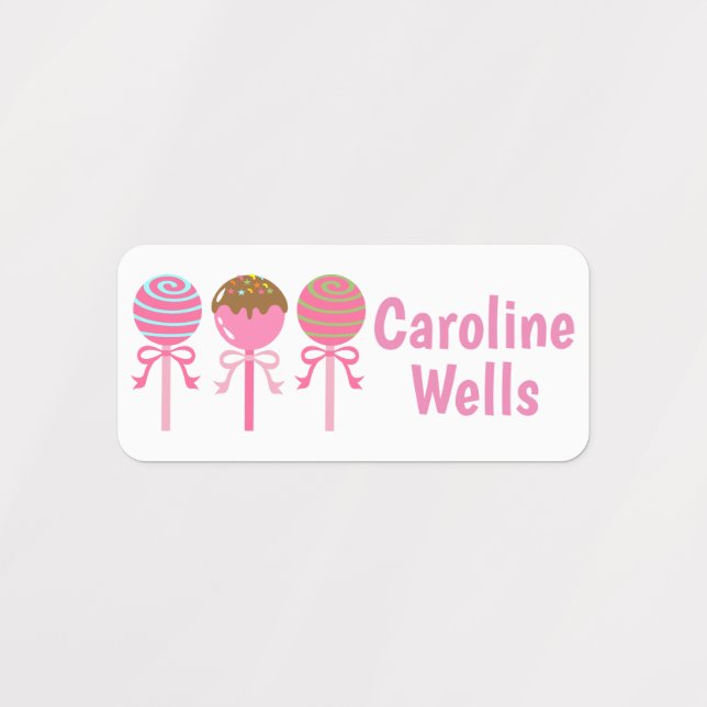 Yummy Pink Cake Pops Personalized Clothing Labels (Design 1)