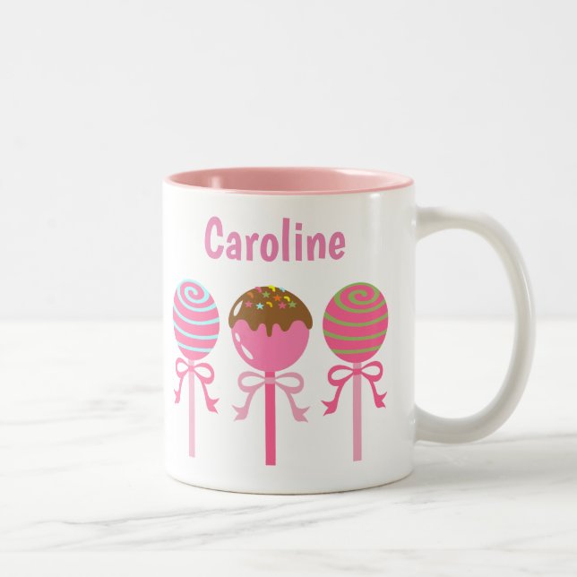 Yummy Pink Cake Pops Personalized Mug (Right)