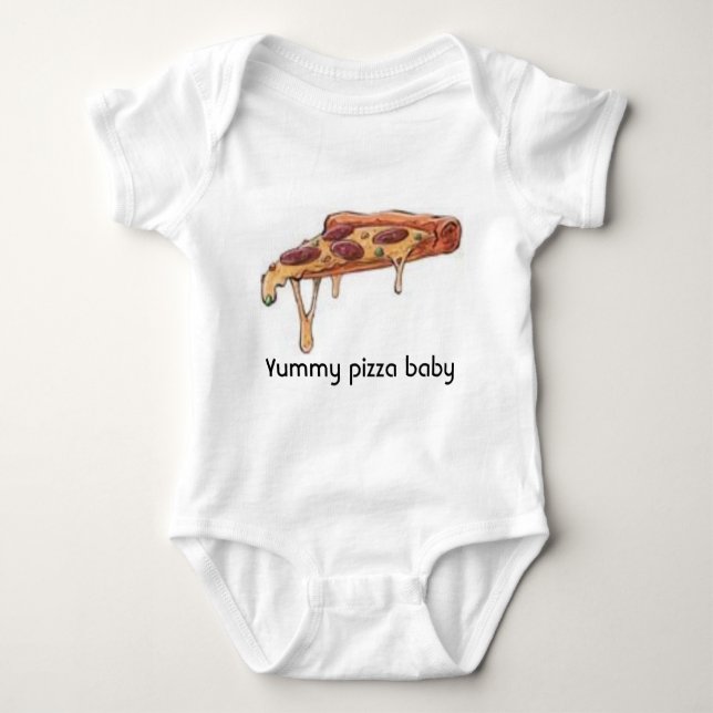 Yummy pizza baby baby bodysuit (Front)