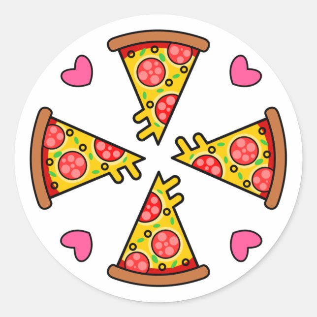 Yummy Pizza Slices Mandara Classic Round Sticker (Front)