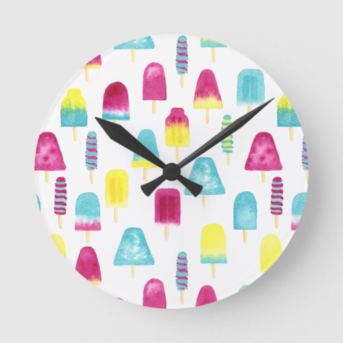 Yummy Popsicles Round Clock