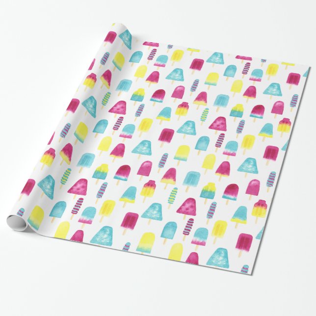 Yummy Popsicles Wrapping Paper (Unrolled)