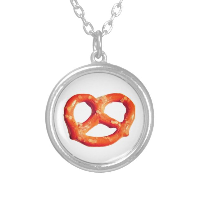 Yummy Pretzel Fun 4Megan Silver Plated Necklace (Front)