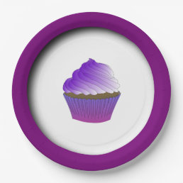 Yummy Purple Cupcake Personalized Paper Plates