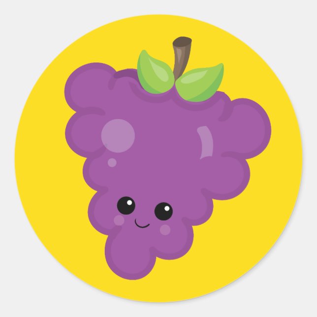 Yummy Purple Grapes Classic Round Sticker (Front)